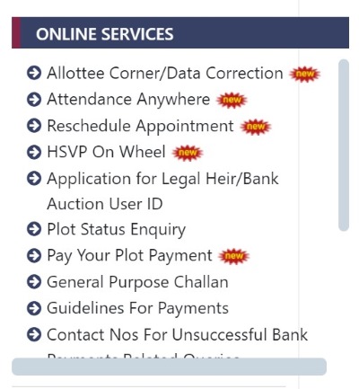 Online Services HUDA Plot scheme