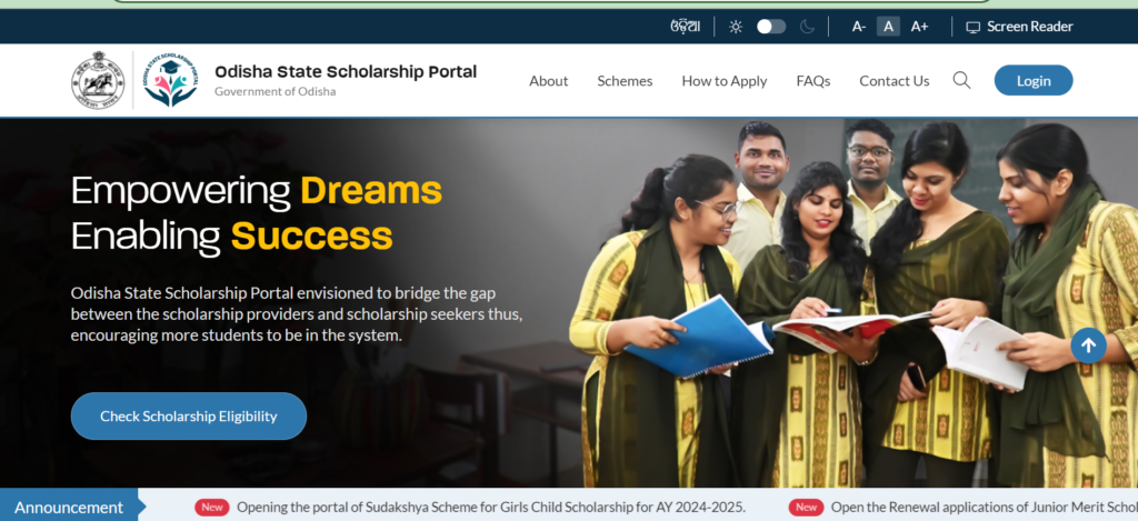 Odisha State Scholarship Portal