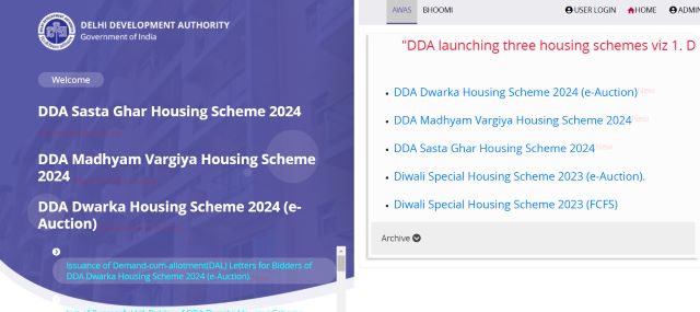 DDA Sasta Ghar Housing Scheme Portal