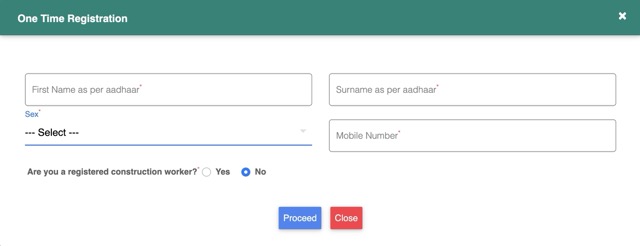 Odisha Labour One Time Registration